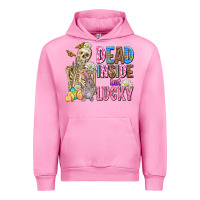 Fuchsia Pink easter dead inside but lucky  with skeleton Urban Hoodie - AdoDesignShop