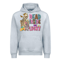 Heather Grey easter dead inside but lucky  with skeleton Urban Hoodie - AdoDesignShop