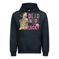 Navy easter dead inside but lucky  with skeleton Urban Hoodie - AdoDesignShop