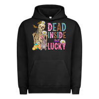 Pigment Black easter dead inside but lucky  with skeleton Urban Hoodie - AdoDesignShop