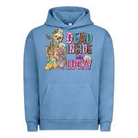 Pigment Pebble Blue easter dead inside but lucky  with skeleton Urban Hoodie - AdoDesignShop
