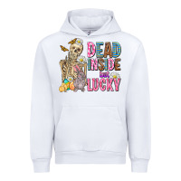 White easter dead inside but lucky  with skeleton Urban Hoodie - AdoDesignShop