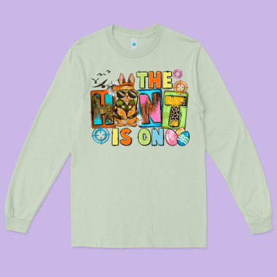The Hunt Is On Easter Day Long Sleeve Tee Designed By Cowgirlartshop