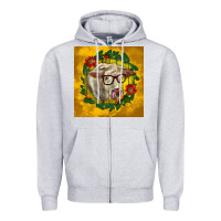 Heather Grey christmas charolais cow face Zipper Hoodie - LillyAllenDesigns