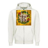 Oatmeal Heather christmas charolais cow face Zipper Hoodie - LillyAllenDesigns