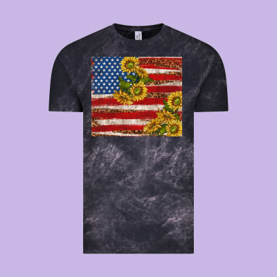 American Flag Sunflowers With Leopard Vintage Tee Designed By Tumblerdesignbyshophia