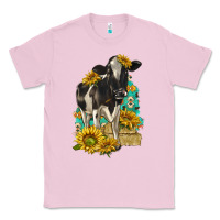 Bubblegum Pink Sunflowers Cow Classic Tee - texasbilliewilder