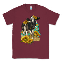 Burgundy Sunflowers Cow Classic Tee - texasbilliewilder