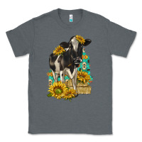 Charcoal Heather Sunflowers Cow Classic Tee - texasbilliewilder