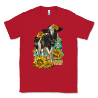 Red Sunflowers Cow Classic Tee - texasbilliewilder