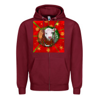 Burgundy christmas hereford calf Zipper Hoodie - LillyAllenDesigns