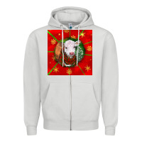 Dove Grey christmas hereford calf Zipper Hoodie - LillyAllenDesigns