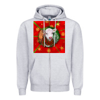 Heather Grey christmas hereford calf Zipper Hoodie - LillyAllenDesigns