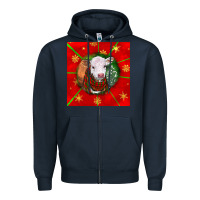 Navy christmas hereford calf Zipper Hoodie - LillyAllenDesigns