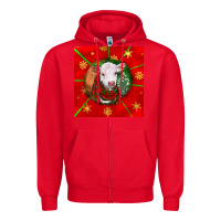 Red christmas hereford calf Zipper Hoodie - LillyAllenDesigns