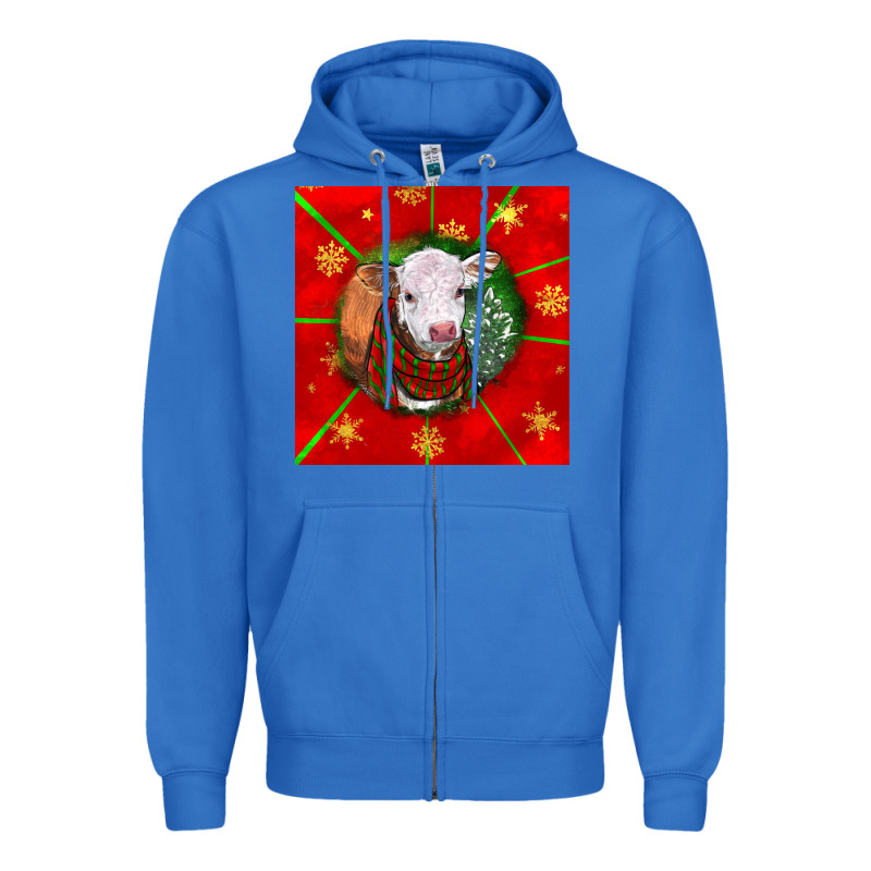 Christmas Hereford Calf Zipper Hoodie by LillyAllenDesigns | Teevron