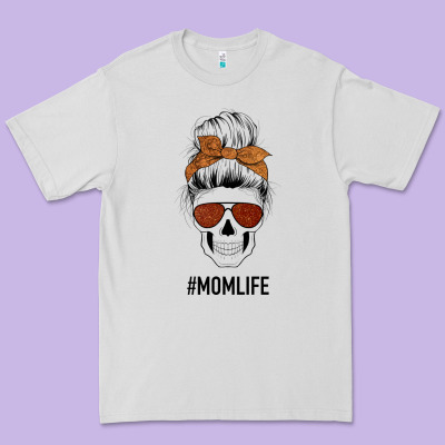 Glitter Western Patterned Mom Skull Premium Tee Designed By Bettercallsaul
