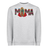 Heather Grey Mama Our Lady Heavyweight Sweatshirt - CowhideDigitalArt