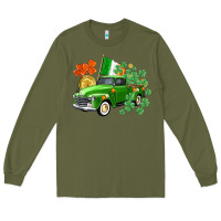 Army Green Western St. Patrick's Day truck Long Sleeve Tee - CowGirlArtShop
