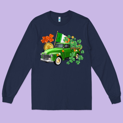 Western St. Patrick's Day Truck Long Sleeve Tee Designed By Cowgirlartshop
