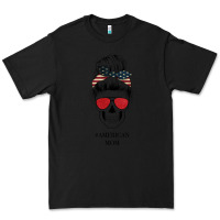 Black Glitter American Flag Patterned American Mom Skull Premium Tee - Bettercallsaul