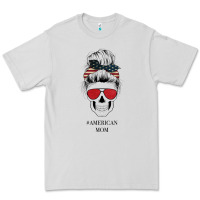 Dove Grey Glitter American Flag Patterned American Mom Skull Premium Tee - Bettercallsaul