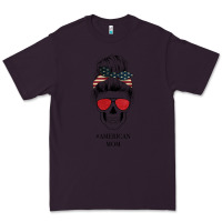 Plum Glitter American Flag Patterned American Mom Skull Premium Tee - Bettercallsaul