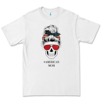 White Glitter American Flag Patterned American Mom Skull Premium Tee - Bettercallsaul