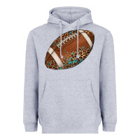 Heather Grey western football leopard turquoise pattern Heavyweight Hoodie - Artiststas