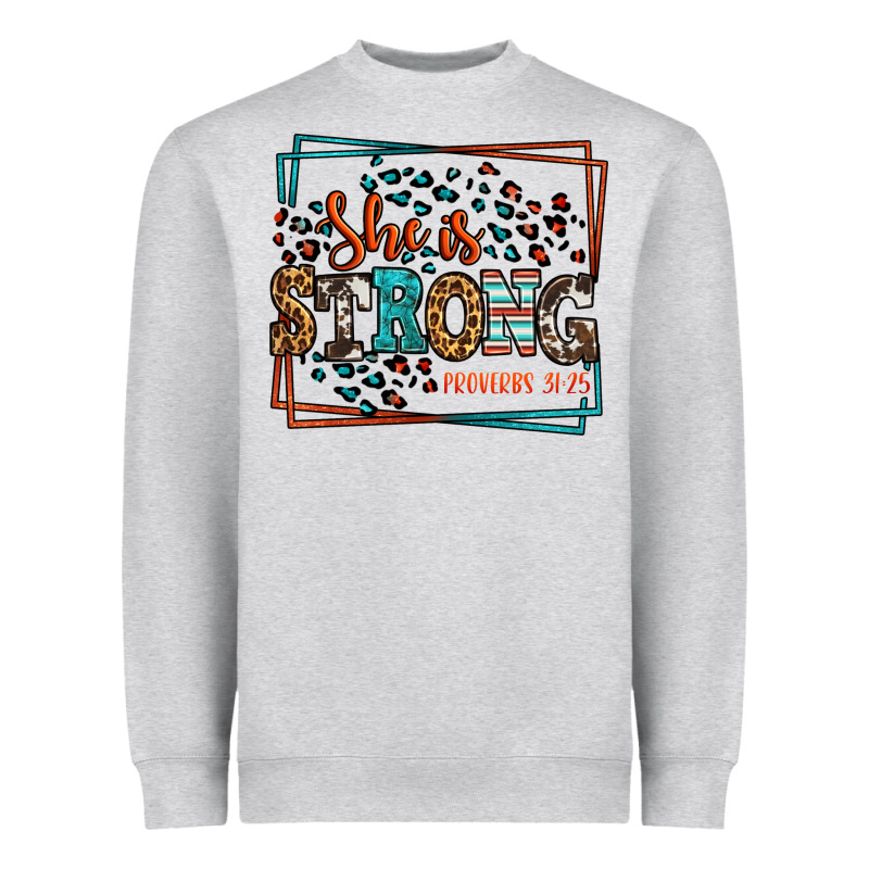 She Is Strong Proverbs 31:25 Heavyweight Sweatshirt by LillyAllenDesigns | Teevron