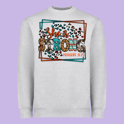 She Is Strong Proverbs 31:25 Heavyweight Sweatshirt Designed By Lillyallendesigns