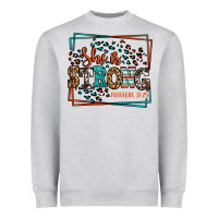 Heather Grey She is strong proverbs 31:25 Heavyweight Sweatshirt - LillyAllenDesigns