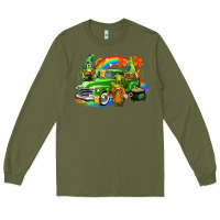 Army Green St. Patrick's Day truck with gnomies Long Sleeve Tee - CowGirlArtShop