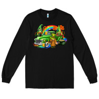Black St. Patrick's Day truck with gnomies Long Sleeve Tee - CowGirlArtShop