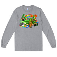Heather Grey St. Patrick's Day truck with gnomies Long Sleeve Tee - CowGirlArtShop