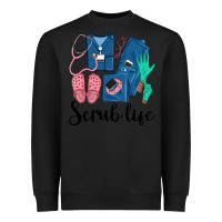 Black Scrub Life Nurse Heavyweight Sweatshirt - LillyAllenDesigns