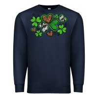Navy western st patricks day shamrocks and hearts Premium Sweatshirt - Artiststas