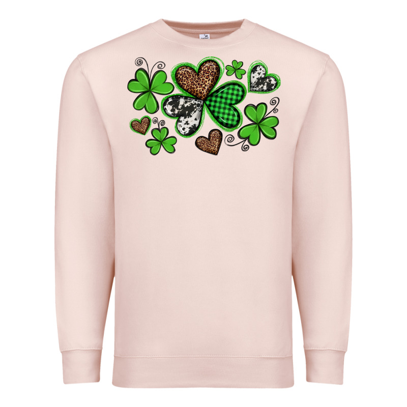 Western St Patricks Day Shamrocks And Hearts Premium Sweatshirt by Artiststas | Teevron