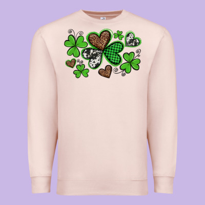Western St Patricks Day Shamrocks And Hearts Premium Sweatshirt Designed By Artiststas
