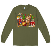 Army Green Cino De Mayo coffee cups Mexico Long Sleeve Tee - HowdyJamesFarm