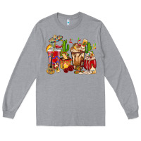 Heather Grey Cino De Mayo coffee cups Mexico Long Sleeve Tee - HowdyJamesFarm