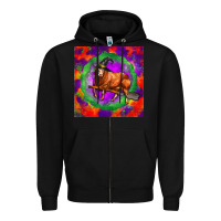 Black halloween red angus bull Zipper Hoodie - LillyAllenDesigns