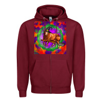 Burgundy halloween red angus bull Zipper Hoodie - LillyAllenDesigns
