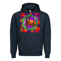 Navy halloween red angus bull Zipper Hoodie - LillyAllenDesigns