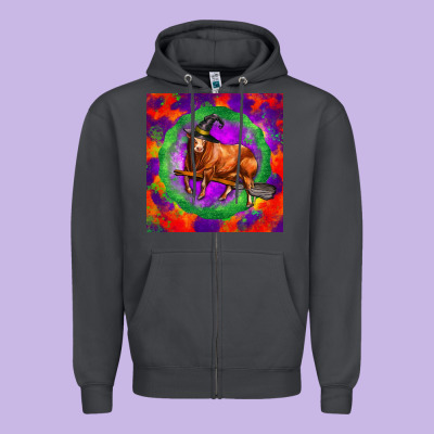 Halloween Red Angus Bull Zipper Hoodie Designed By Lillyallendesigns