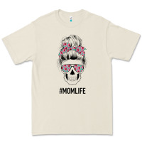 Bone Pink Flower on Cyan Background Mom Skull Premium Tee - Bettercallsaul