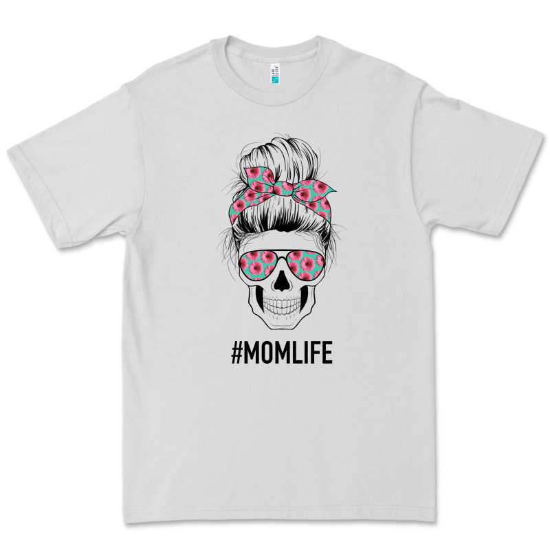 Pink Flower On Cyan Background Mom Skull Premium Tee by Bettercallsaul | Teevron