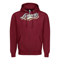 Burgundy I Love Lockport City Usa Retro Vintage Zipper Hoodie - minhPixels