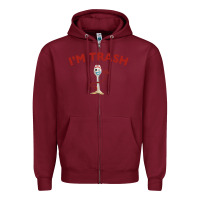 Burgundy i'm trash forky Zipper Hoodie - minhPixels