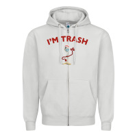 Dove Grey i'm trash forky Zipper Hoodie - minhPixels